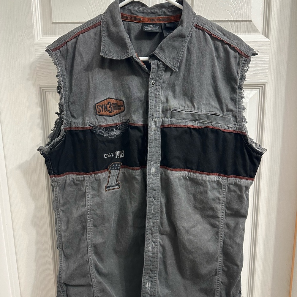 Harley Davidson Large Sleeveless Mechanic Shirt